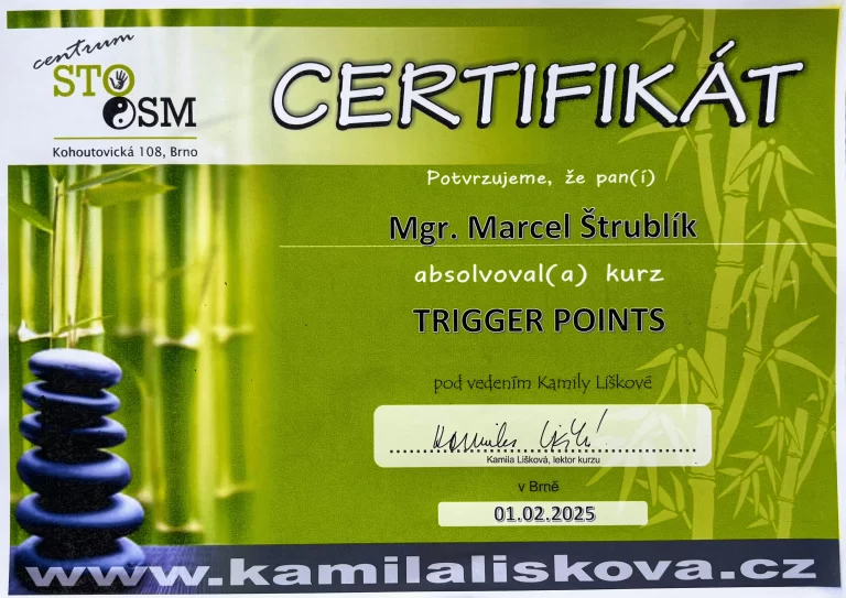 Marcel Štrublík – certifikát, osvědčení, kurz