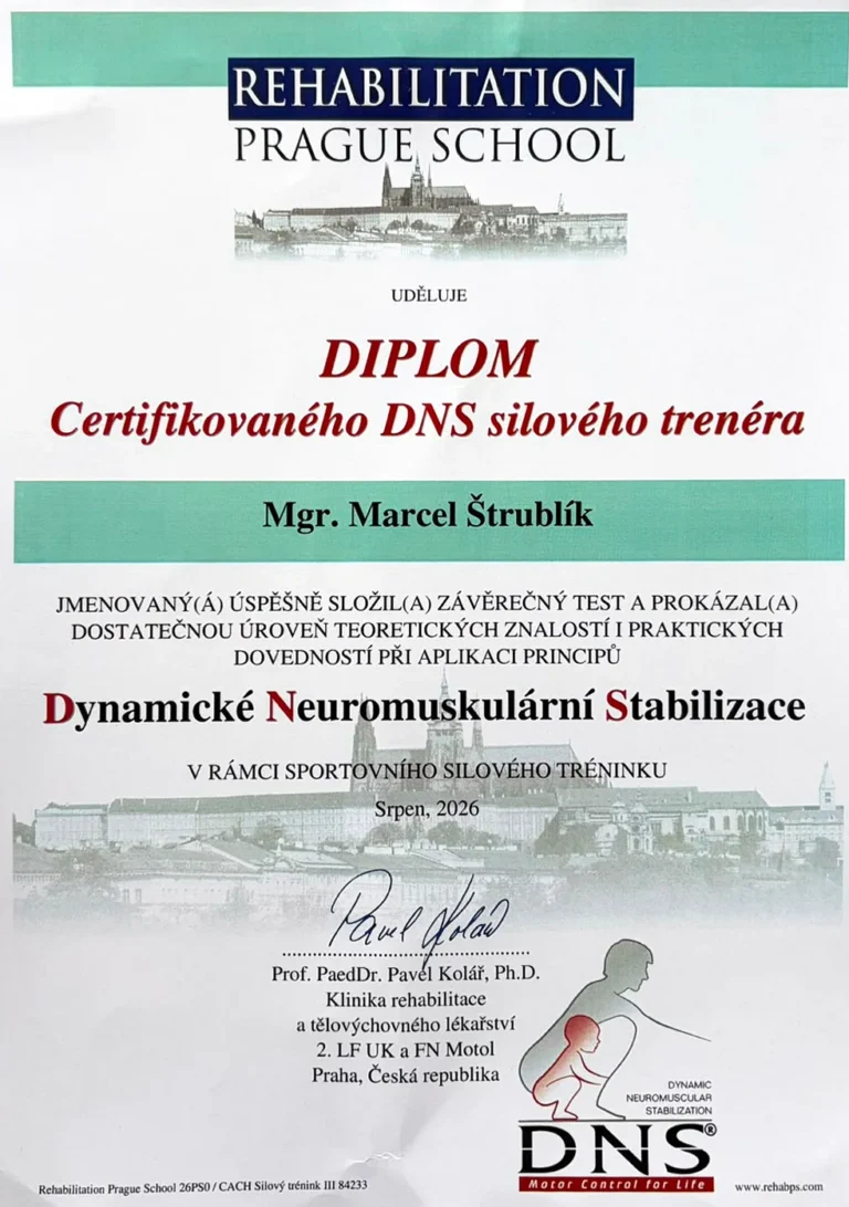 Marcel Štrublík – diplom certifikovaného DNS silového trenéra